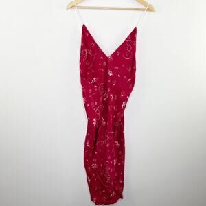 Splendid x 125 Vogue Red V-Neck Chemise Slip Dress Women Small NWT 90's Inspired